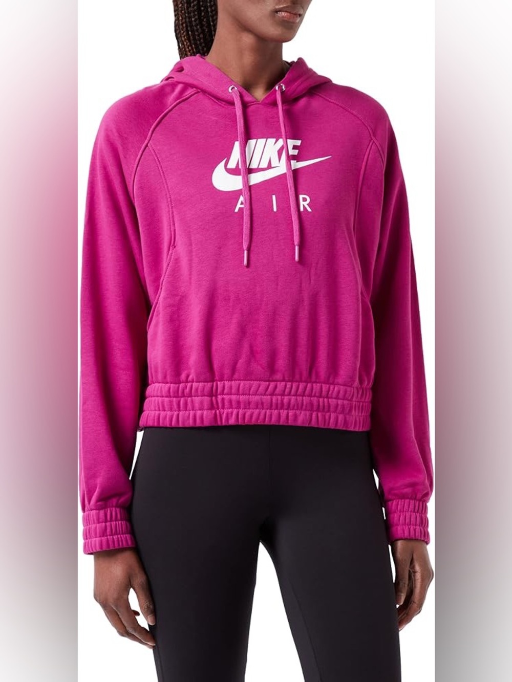Nike Women's Magenta Cropped Pullover Hoodie with White Logo